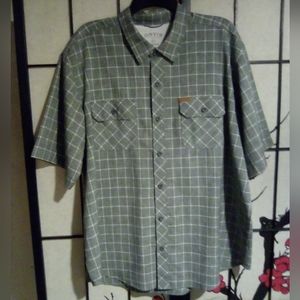 Men's Orvis Active Grey/White Button Up Fishing Shirt XXL